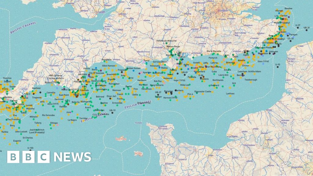 land channel interactive map Interactive Map Reveals World War One Wreck Sites Bbc News land channel interactive map