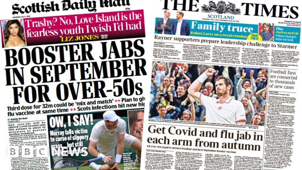 Scotland's papers 'Mix and match' vaccines and Andy Murray's epic win