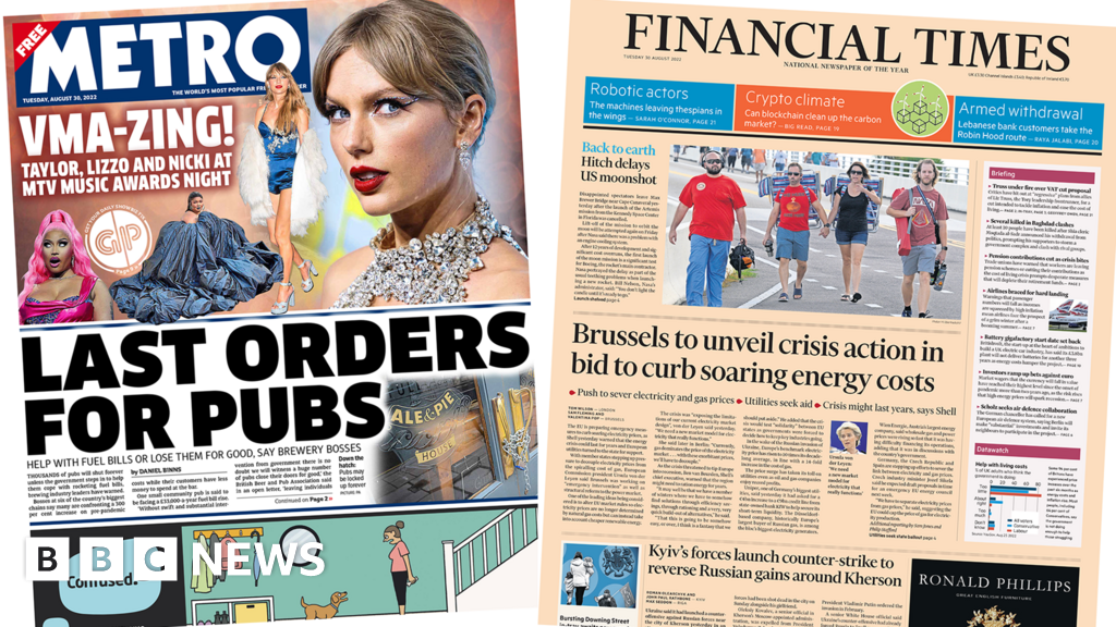 Newspaper headlines: EU energy crisis action and ‘last orders for pubs’