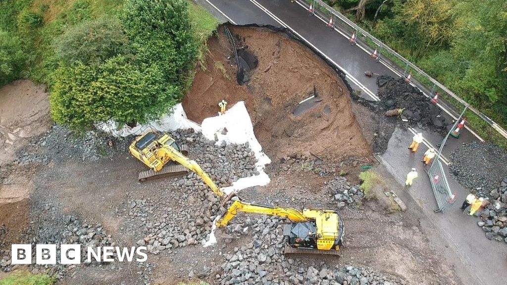 A68 at Fala The collapsed road rebuilt in under a month BBC News