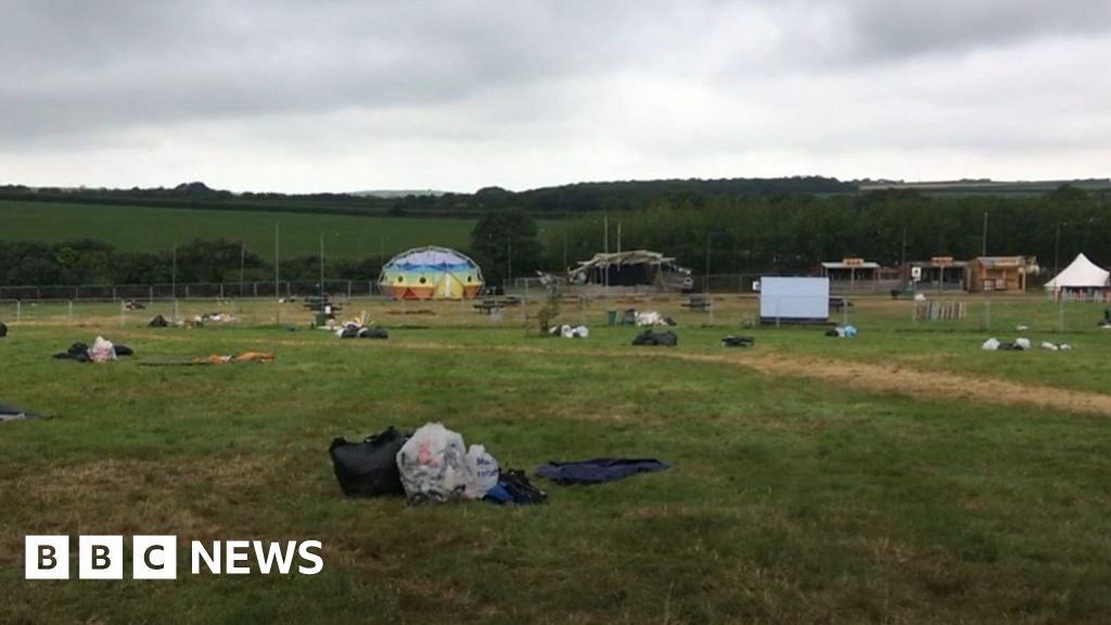 Dumped festival tents recycled into beach clean bags - BBC News