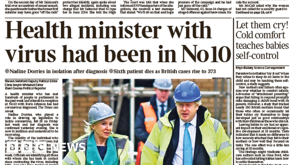Scotland's papers UK health minister diagnosed with coronavirus BBC News