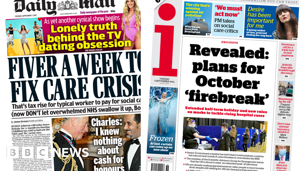 The papers: NHS tax-rise anger and October firebreak plan
