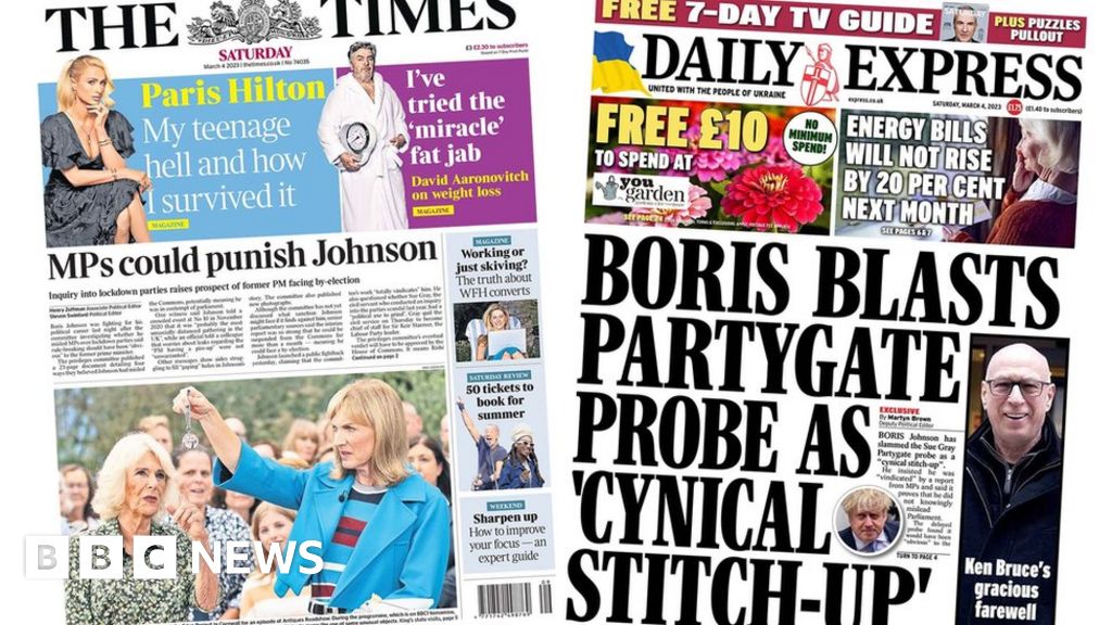 Newspaper headlines: Johnson faces ‘punishment’ and his ‘stitch-up’