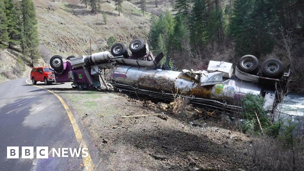 Катастрофа на камион разлива жива сьомга в грешна река Орегон