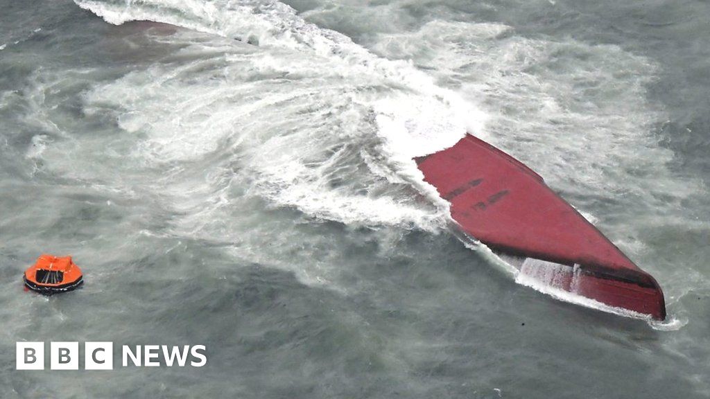 Watch: South Korean-flagged tanker capsizes in rough seas off the coast ...