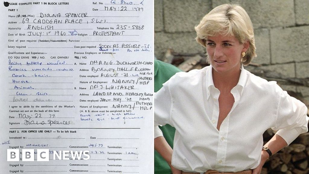 Princess Diana's 'first work contract' up for sale