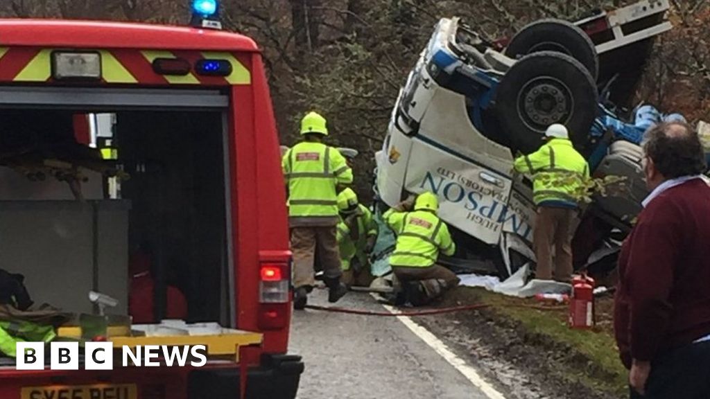 Lorry Crash Driver Airlifted To Hospital - BBC News