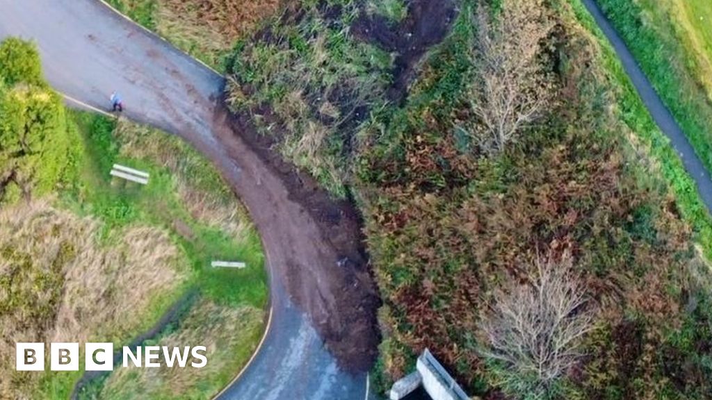 Wales weather: Landslide wrecks Nefyn road after heavy rain