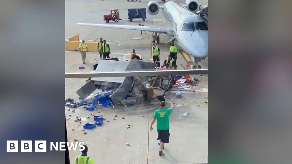 Catering truck spins out of control at airport