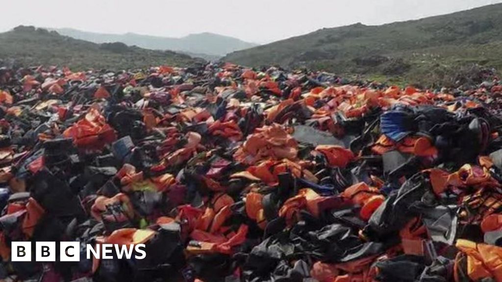 Migrant crisis Drone captures life jacket 'graveyard' BBC News