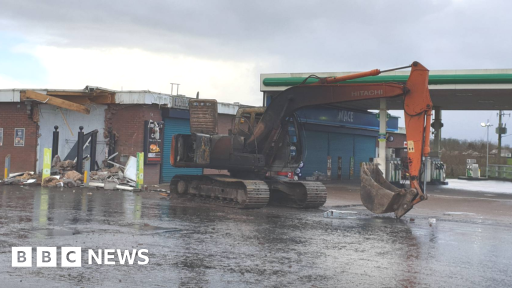 Dungannon cash machine ripped from filling station wall BBC News