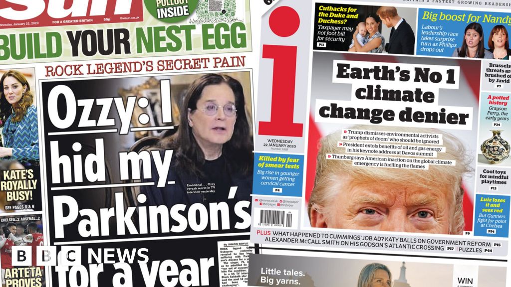 Newspaper Headlines Ozzy Osbournes Diagnosis And Trump Climate Row