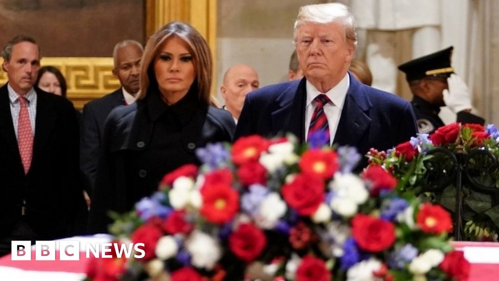 HW Bush funeral Trump pays respects at US Capitol BBC News
