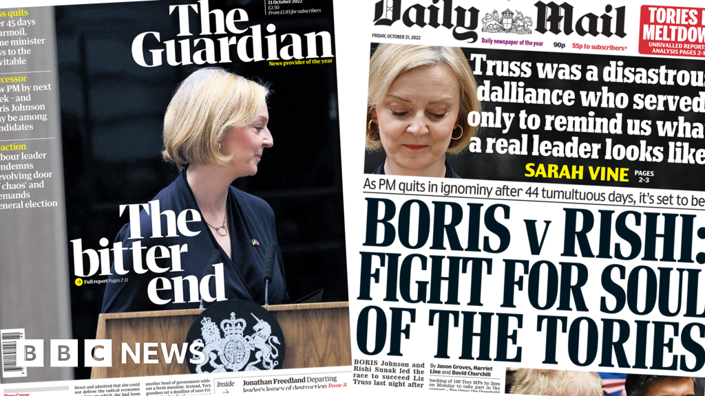 Newspaper headlines: ‘Boris v Rishi’ amid ‘bitter end’ for Liz Truss