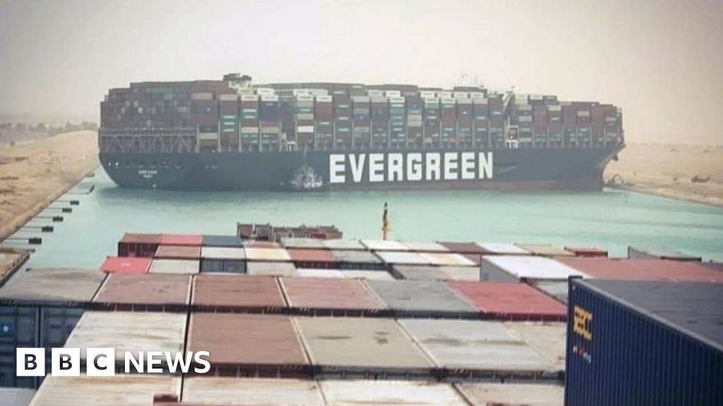 Egypt's Suez Canal blocked by huge container ship - BBC News