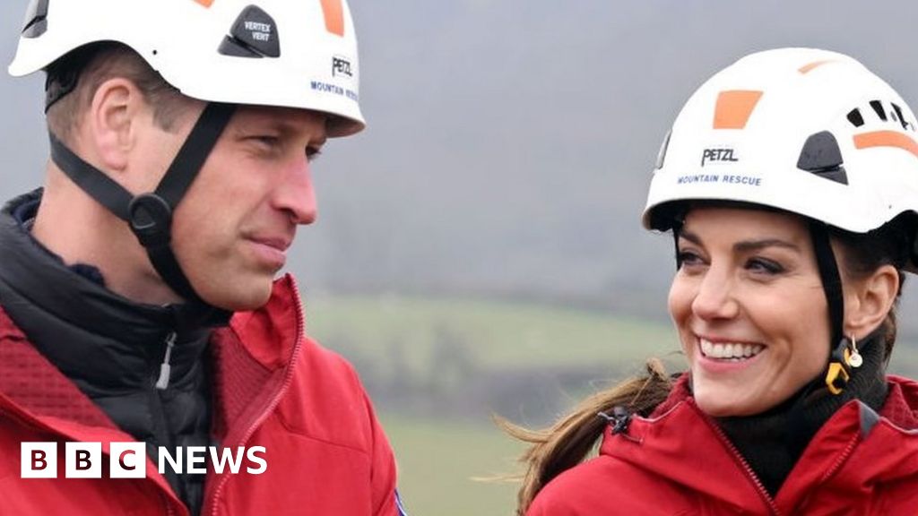 William and Kate abseil in national park with mountain rescuers