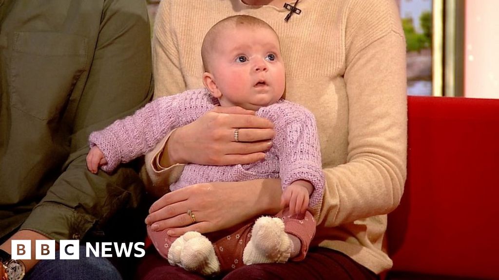 Giggles on the sofa as ‘miracle’ baby burps mid interview