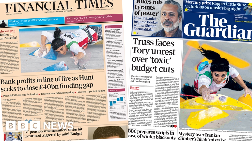 The Papers: 'Bank profits in line of fire' amid 'Tory unrest'