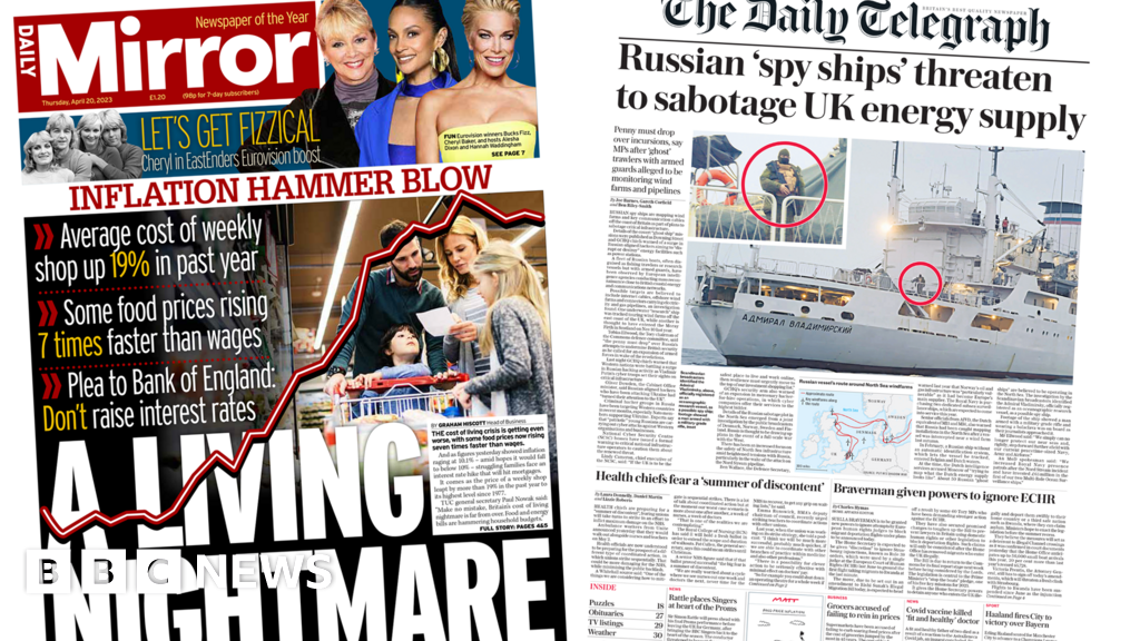 Newspaper headlines: ‘Inflation hammer blow’ and Russian spy threat