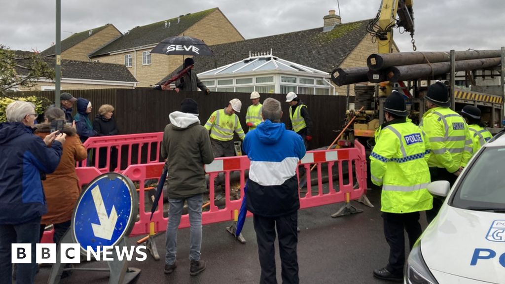 Broadway residents stage protest as broadband poles erected