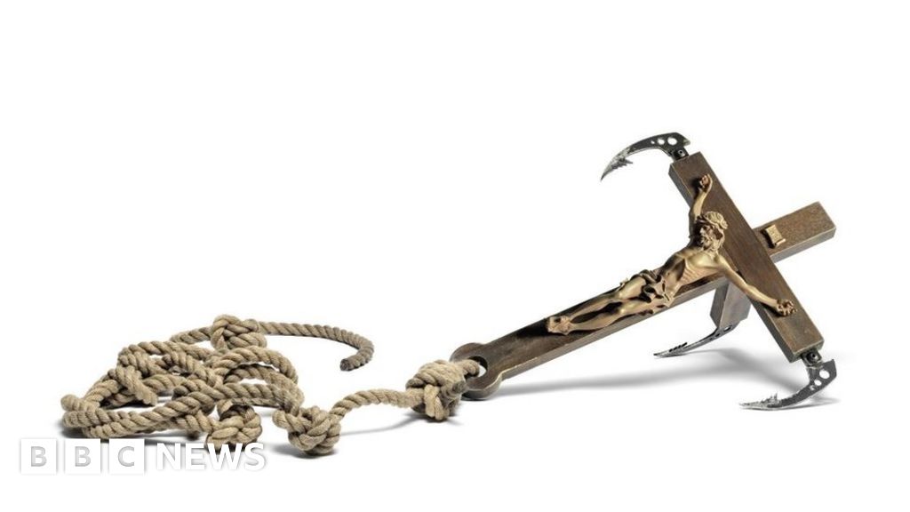 Banksy 'Grappling Hook' goes on show at Ely Cathedral