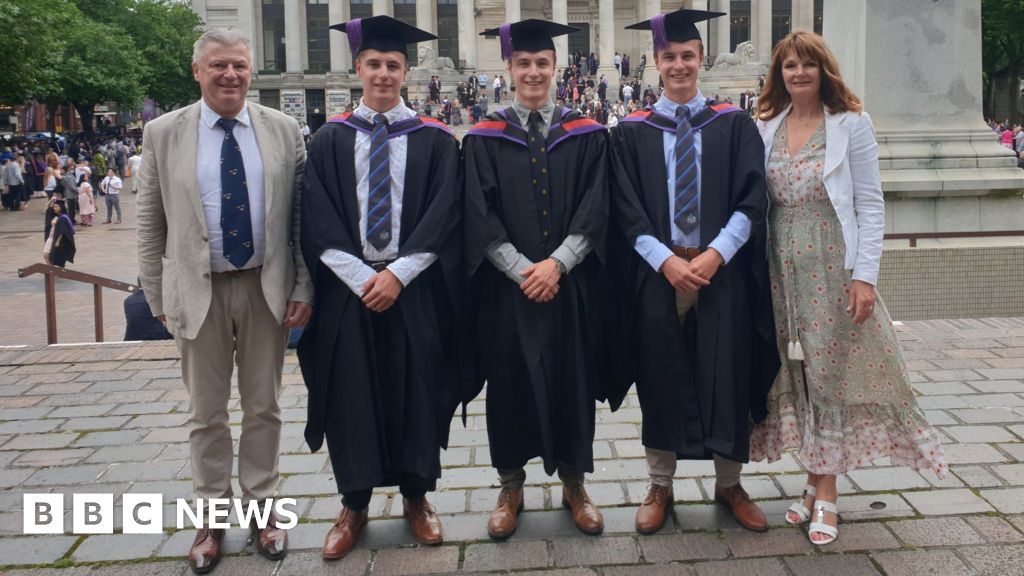 University of Portsmouth identical triplets graduate together BBC News