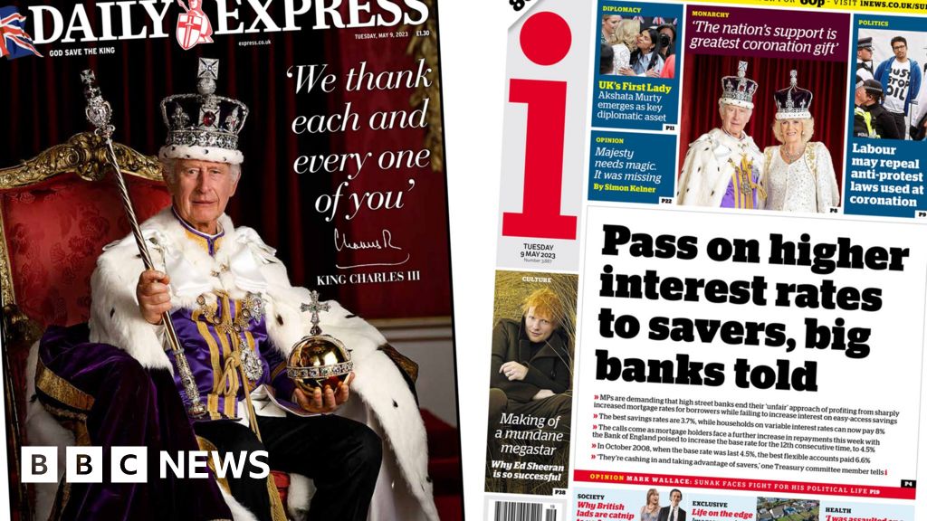 Newspaper headlines: Royal Coronation thanks and King's official portrait