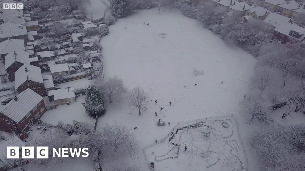 Ipswich snowy scenes captured by drone footage BBC News