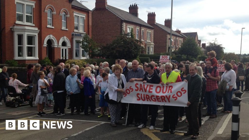 Protest over GP surgery plan collapse in Whitchurch BBC News