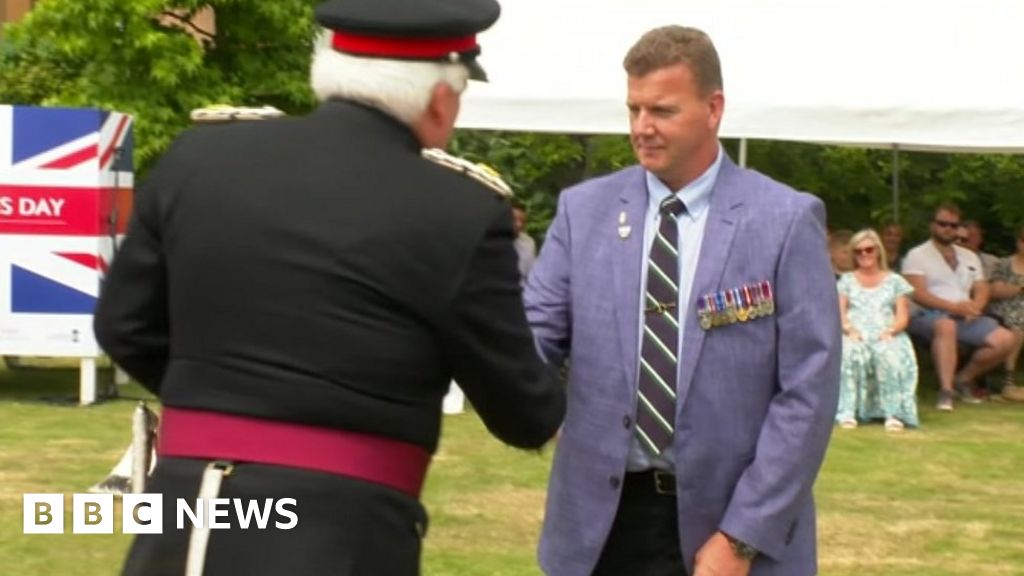 Veterans receive badges at Dudley Armed Forces Day event