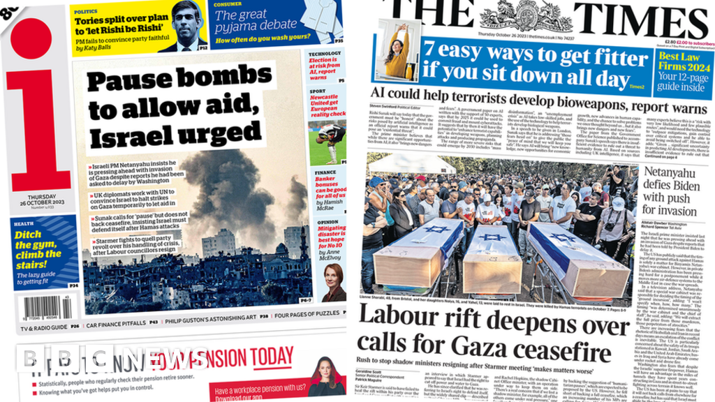 The Papers: Israel urged to allow aid and 'Labour rift deepens'