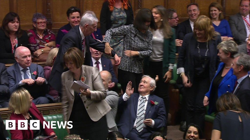 Moment new Speaker dragged to the chair BBC News