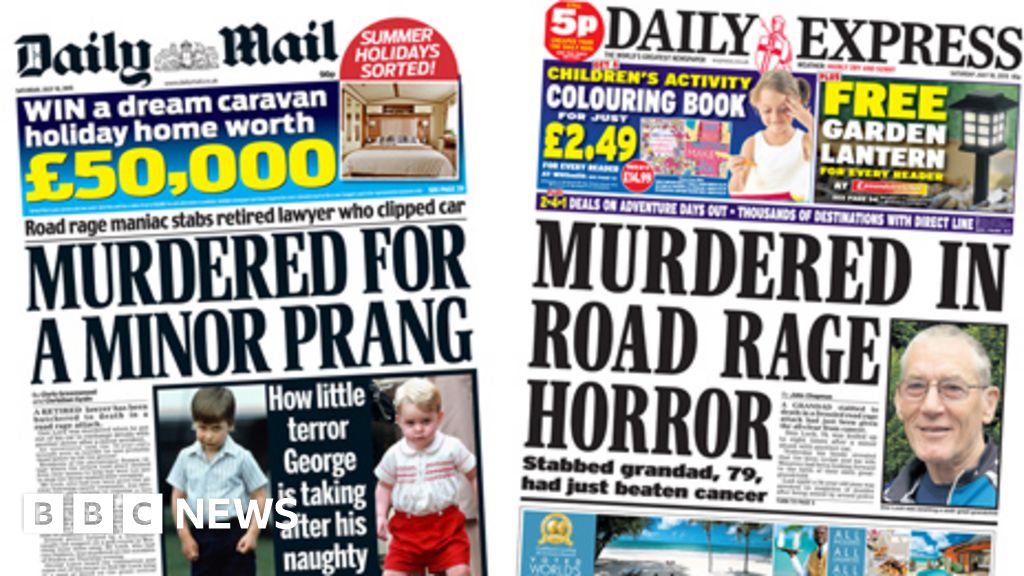 Newspaper headlines: 'Road-rage' death, Nazi salute and Syria strikes ...