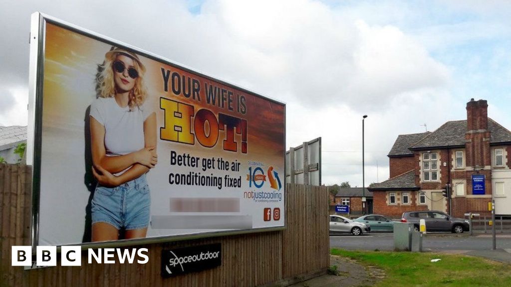 Banned 'your wife is hot' air conditioning ad appears on billboard