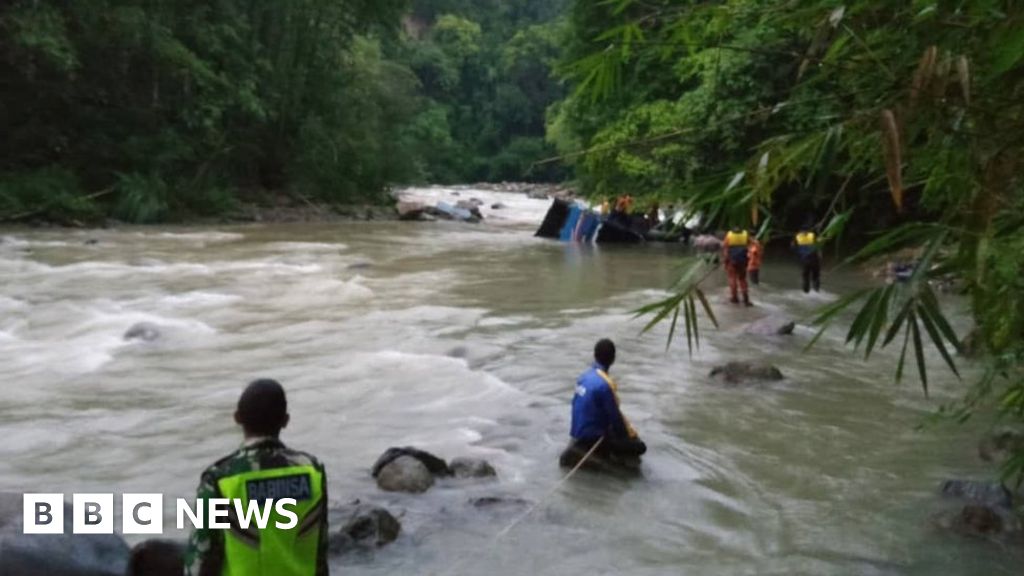Indonesian bus plunges into ravine leaving 25 dead