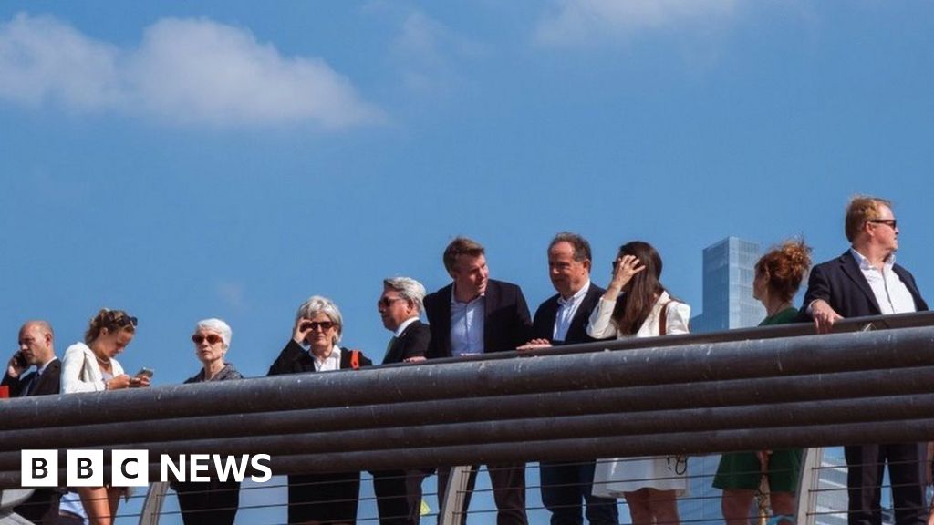 Millennium Bridge: Businessmen protest with climate queue