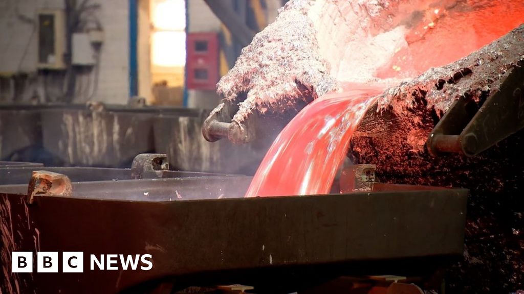 Molten aluminium is poured into a mould at the Fort William power plant