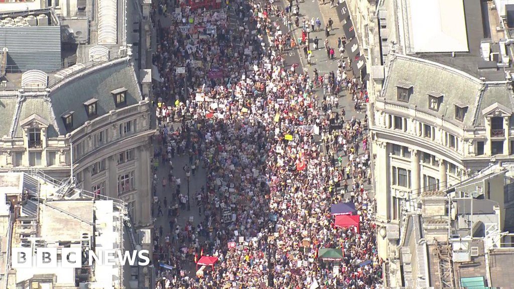 Aerial View Of London Anti Trump Protest Bbc News 