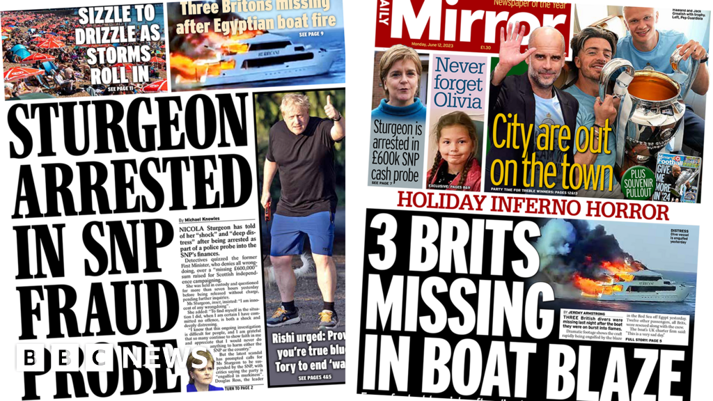 Newspaper headlines: ‘SNP fraud probe’ and ‘Brits missing in boat blaze’
