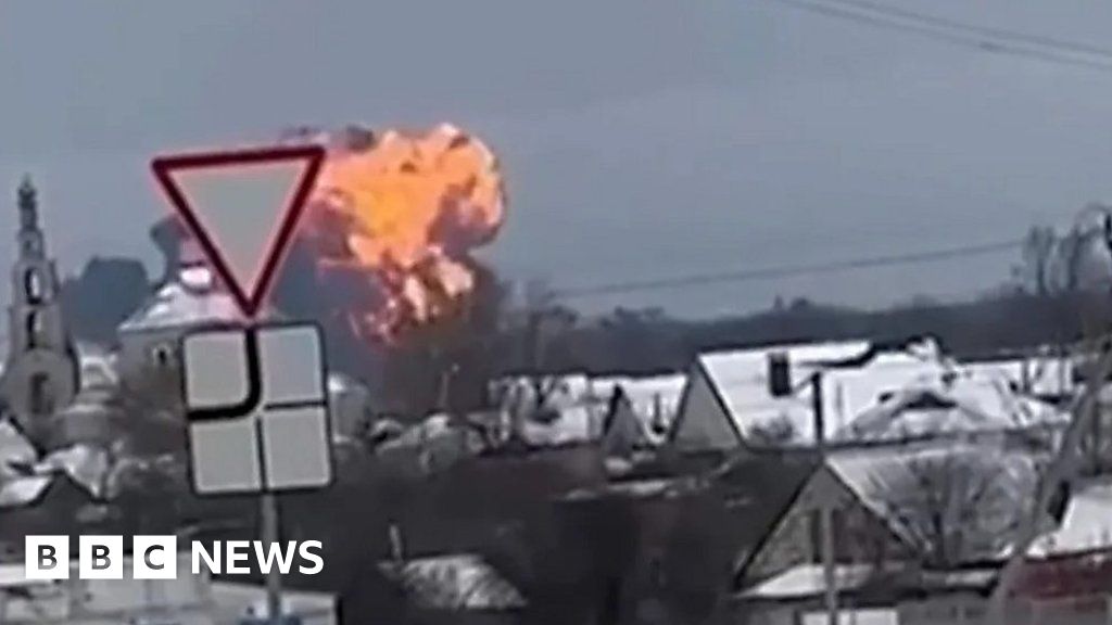 Moment Russian aircraft crashes in Belgorod