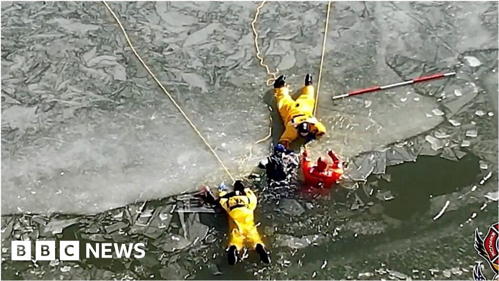 Teens saved after falling through ice near firefighter rescue training