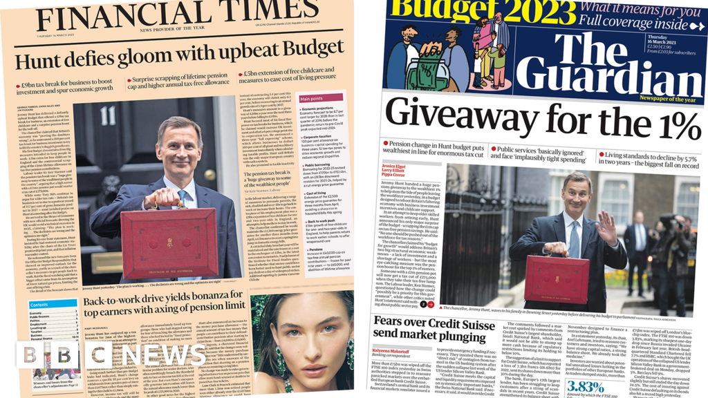 Newspaper headlines: Hunt ‘defies gloom’ and ‘Giveaway for the 1%’