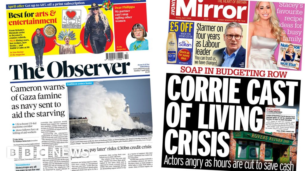 The Papers: 'Gaza famine' warning and Corrie 'budgeting row'