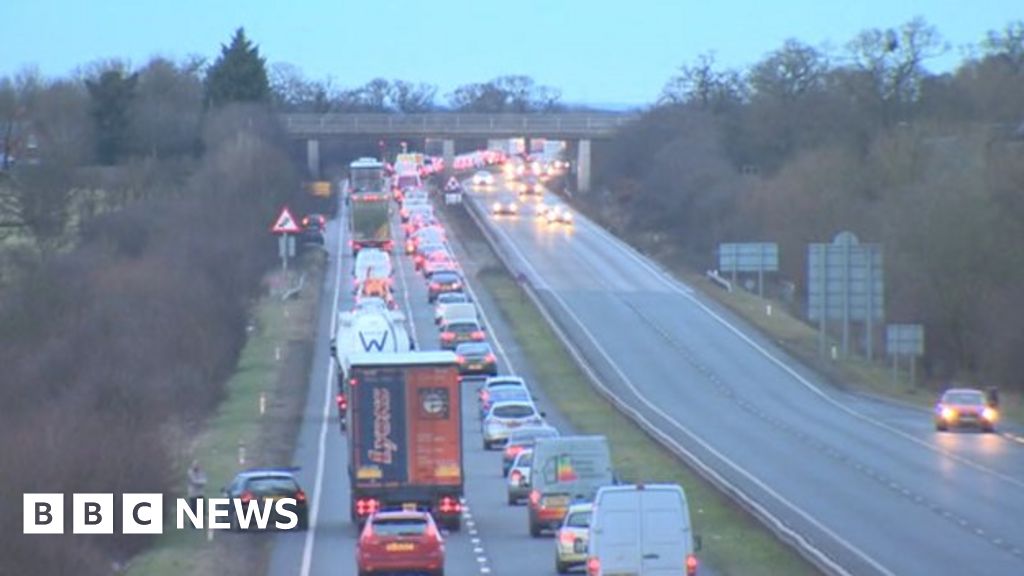 Posthouse Roundabout Weekend road closures hit A55 and A483 BBC News