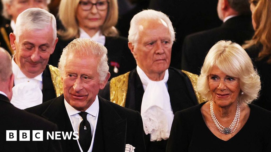 Pictures of King Charles in Westminster Hall