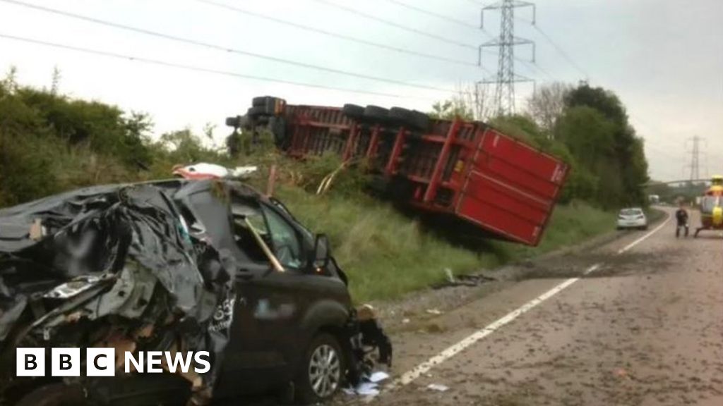 Two taken to hospital after Uttoxeter HGV and van crash