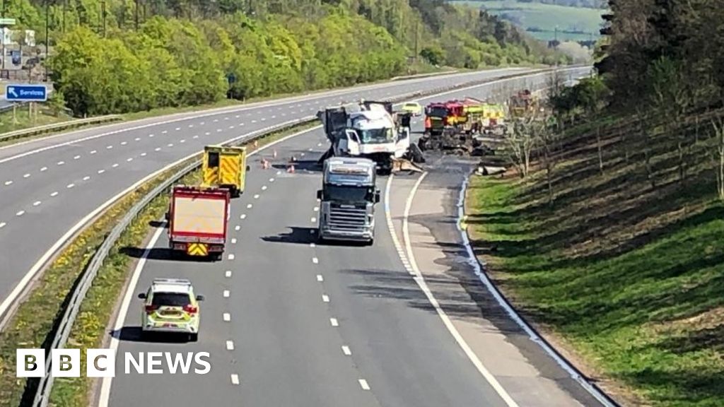 Three lorry M5 crash in Gloucestershire leaves driver dead