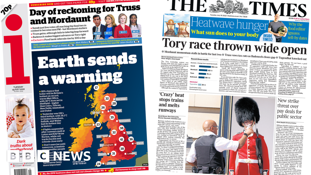 Newspaper Headlines Earth Sends A Warning And Tory Race Wide Open Bbc News 