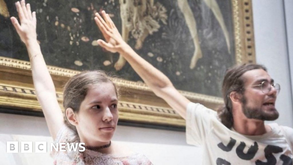 Climate protesters dragged after attempting a stunt with Botticelli's masterpiece